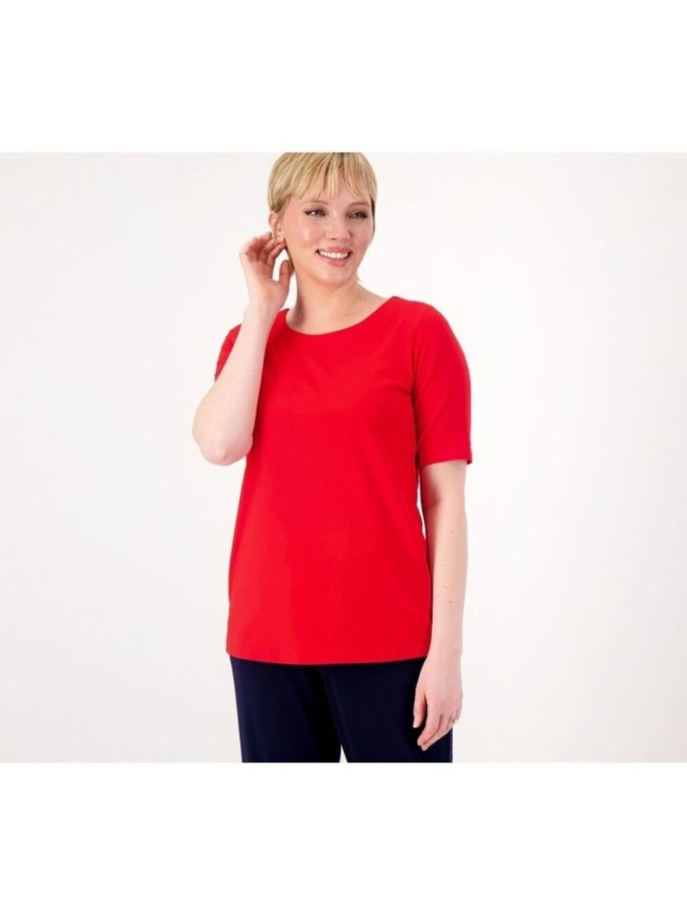 Susan Graver Top Cotton Modal sz XS Ballet Neck True Red A602007